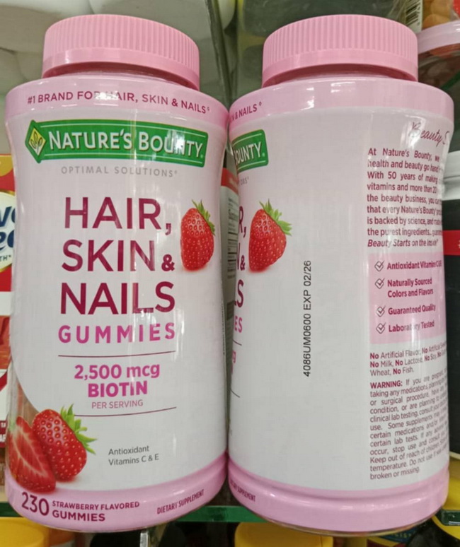 ٻҾ2 ͧԹ : Nature's Bounty Optimal Solutions Hair, Skin & Nails Gummies with Biotin 2500 mcg. 230 Strawberry Gummies   çԵԹʵ ǹͧ͵Թºا˹ ҧ ǡШҧ ç