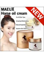 MAEUX Horse Oil Cream 70 ml. ครีมน้ำมันม้าทองคำ สูตรปรับปรุงใหม่ มหัศจรรย์ครีมน้ำมันม้า100% แท้จากเคาเตอร์เกาหลี เขาว่ากันว่าเป็นครีมลดริ้วรอยที่เห็นผลที่สุด ลดอายุอย่างเห็นได้ชัด ใช้ได้ทุกสภาพผิว มีมอยเจอร์ไรเซอร์เข้มข้น ลดความแห้งกร้านต้นเหต