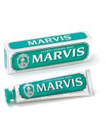 MARVIS Classic Strong Mint Toothpaste 75ml. (สีเขียว) ยาสีฟันชั้นเลิศจากอิตาลี สูตรออริจินอลดั่งเดิม กล่องสีเขียวด้วยเนื้อครีมนุ่มนวล อีกทั้งอุดมไปด้วยส่วนที่จะช่วยในการกำจัดคราบหินปูน เพื่อยิ้มขาวเป็นประกาย พร้อมกลิ่นอโรม่ามิ้นหอมสดชื่นหรูหราแบ