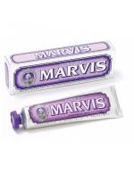 MARVIS Jasmin Mint Toothpaste 75ml. (หลอดสีม่วง) ยาสีฟันชั้นเลิศจากอิตาลี สูตรหอมสดชื่น หอมหวานของกลิ่นมะลิและมิ้นท์ การผสมผสานที่น่าทึ่งระหว่างความหอมหวานแบบฉบับดอกมะลิและความหอมสดชื่นของมิ้นต์ มอบลมหายใจที่หอม สดชื่น ลดกลิ่นไม่พึงประสงค์ ลดการ