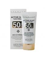 MEDI-PEEL Active Silky Sum Cream SPF50+/PA+++ 50 ml. กันแดดสูตรเปปไทด์เนื้อน้ำนมกันเหงื่อกันน้ำเพิ่มความไบรท์เรียบเนียนให้ผิวหน้ามีส่วนผสมของเป็ปไทด์ช่วยบำรุงผิวไปในตัวคงความชุ่มชื้นให้ผิวไม่ทำให้ผิวไหม้หมองคล้ำ MEDI-PEEL Active Silky Sum Cream SPF50+/PA+++ 50 ml. กันแดดสูตรเปปไทด์เนื้อน้ำนมกันเหงื่อกันน้ำเพิ่มความไบรท์เรียบเนียนให้ผิวหน้ามีส่วนผสมของเป็ปไทด์ช่วยบำรุงผิวไปในตัวคงความชุ่มชื้นให้ผิวไม่ทำให้ผิวไหม้หมองคล้ำ