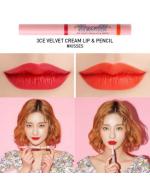 3CE Velvet Cream Lip & Pencil Lipstick #Kisses Ի 2  ҹ˹ẺԻԤԴ Vetvet 觷 µԴҹ աҹԻԹͤ öੴ ѺѴͺҡ Իʵԡ 
