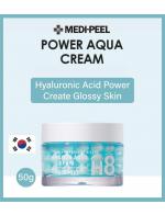 MEDI-PEEL Daily Intensive Skincare Power Aqua Cream 50 g. ครีมให้ความชุ่มชื้นมอบความชุ่มชื้นอย่างเข้มข้นให้กับผิวและช่วยให้ผิวสดชื่นคุณสมบัติ 56 แคปซูล กรดไฮยาลูโรนิกที่ให้ความชุ่มชื่นแก่ผิวและช่วยเพิ่มความยืดหยุ่นของผิวประกอบด้วยแอสตาแซนธินที่อุดมด้วยสาร