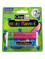Chap Ice Lip Balm Crazy Flavors (แพ็คคู่) กลิ่นแตงโม & บลูราสเบอรี่ กลิ่นหอมหวานของแตงโมและบลูราสเบอรี พร้อมความชุ่มชื่นแก่ริมฝีปาก 
